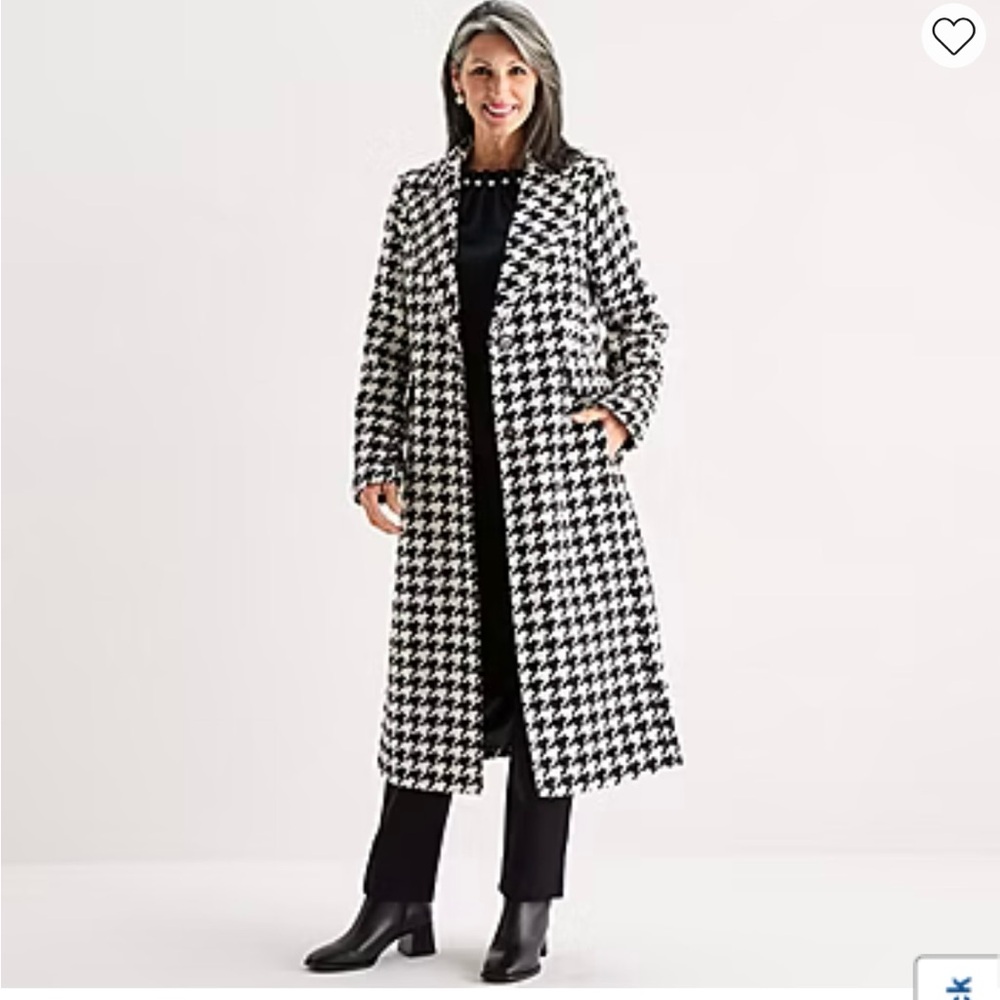 Liz Claiborne Black and White Wool Blend Coat